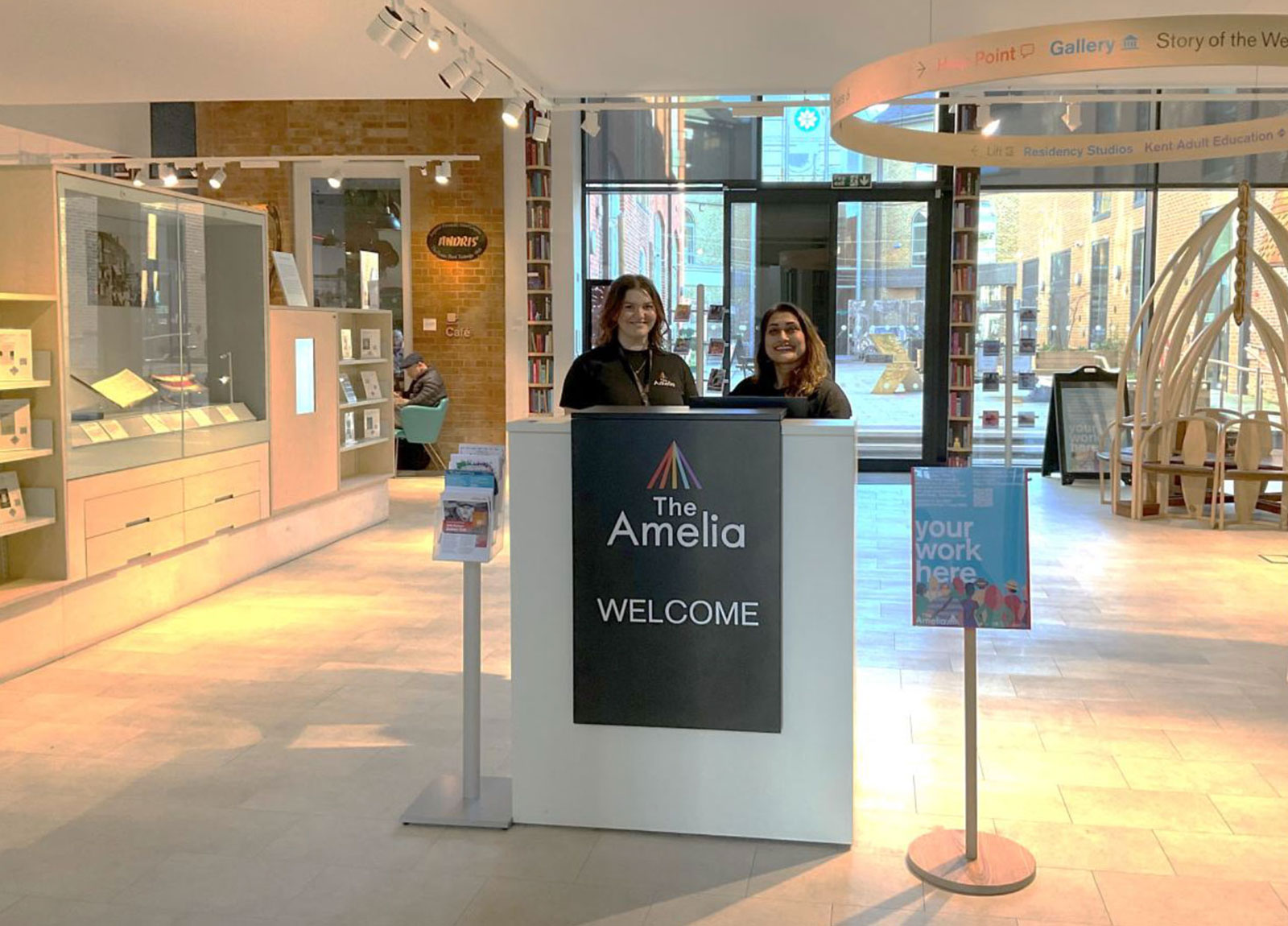 The Welcome Hall with two ladies at the welcome desk