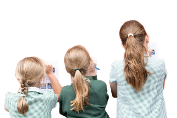 school children writting